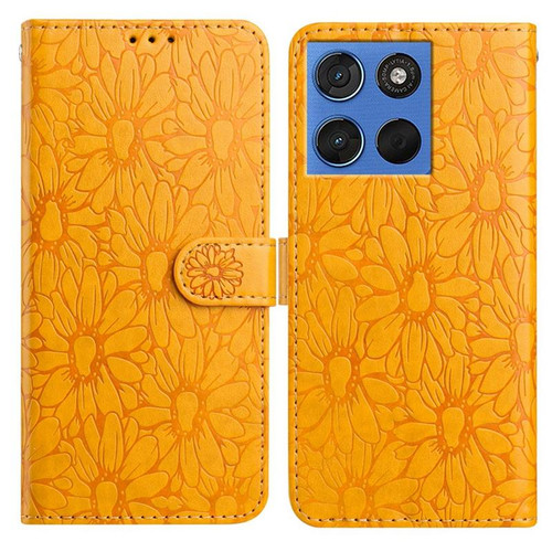 Moto G 2025 / Moto G 2026 Daisy Embossed Leather Phone Case - Yellow
